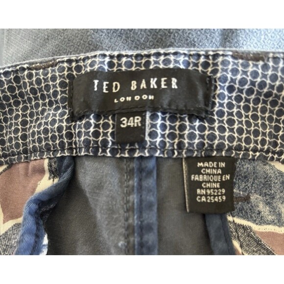 Ted Baker London Blue Shesho Chino Geometric Macro Print Shorts Men’s Size 34R - Picture 6 of 10
